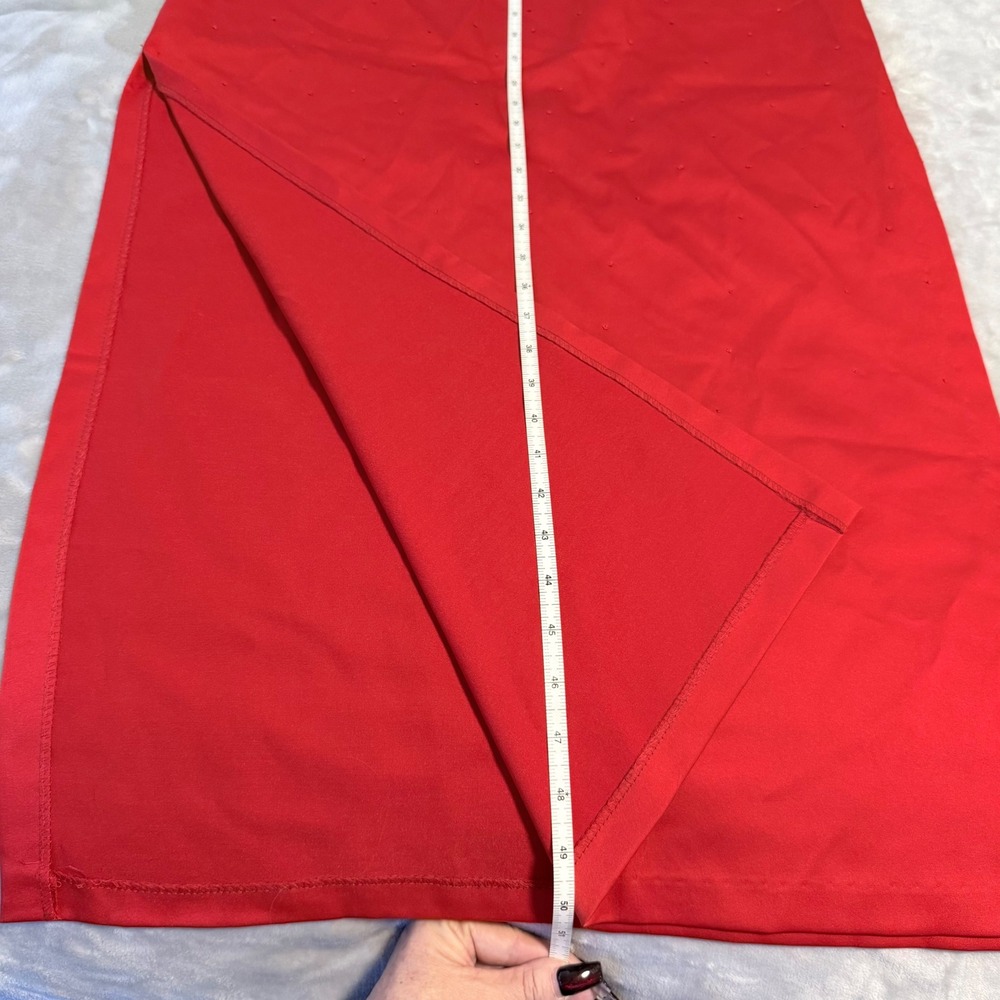 Vintage Sally USA Red Rhinestone Strapless Evening Gown Formal Dress Made USA - Picture 13 of 16